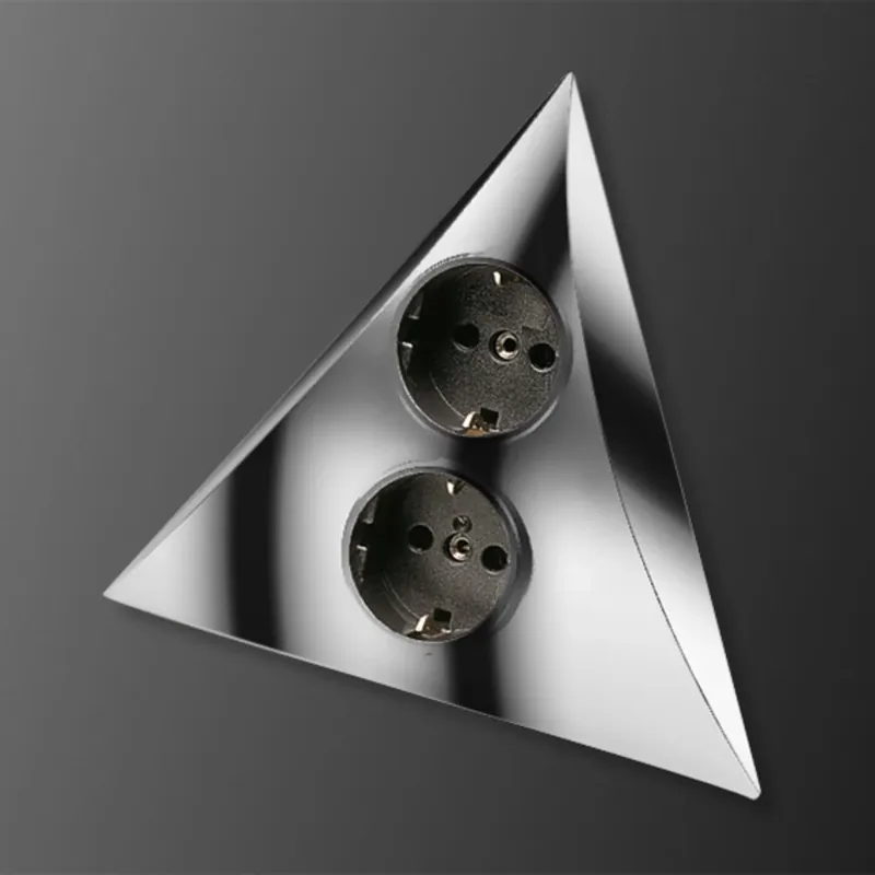 2-voudige wandcontactdoos Luxor, mat chroom, kunststof, IP20 Laatste Kans