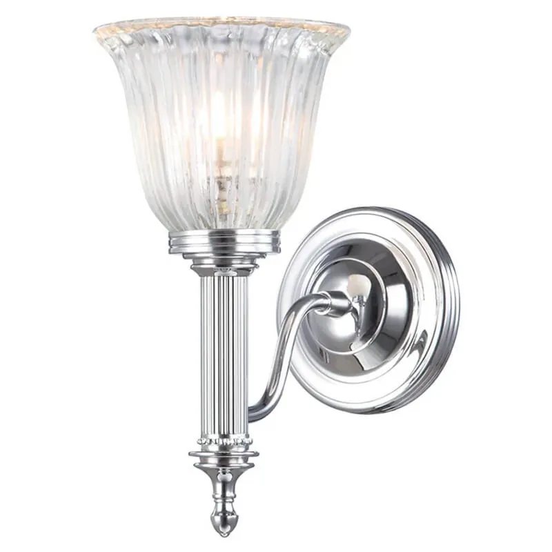 Shop Nu Vochtbestendige wandlamp Carroll, glas geribbeld