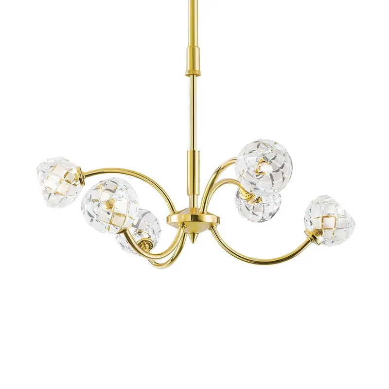 Loodkristal-hanglamp Maderno, goud, 51cm Populair