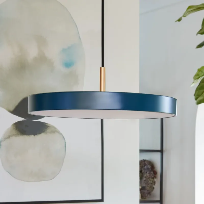Lage Prijs UMAGE LED hanglamp Asteria Mini, petrol/messing, Ø 31 cm