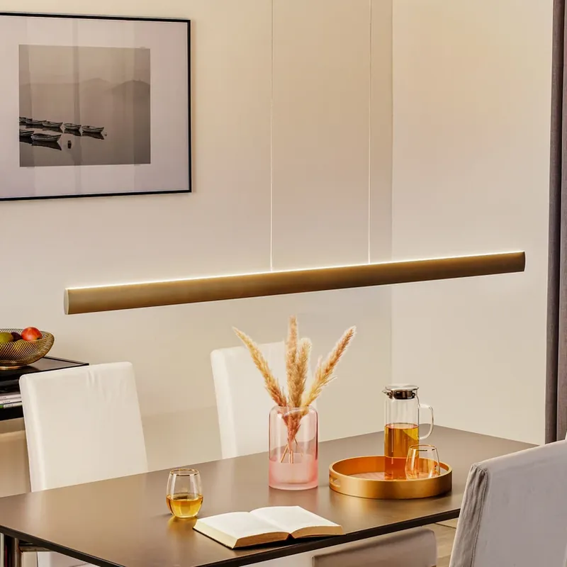 Runa LED hanglamp, brons, lengte 152 cm Betrouwbaar