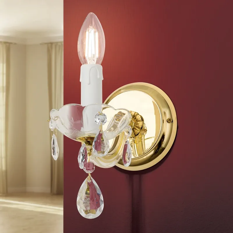 Wandlamp Marie Claire, kristalglas, 1-lamp Snelle Levering