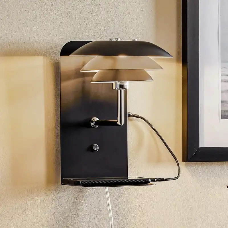 Alleen Vandaag Dyberg Larsen DL20 USB Shelf wandlamp, zwart