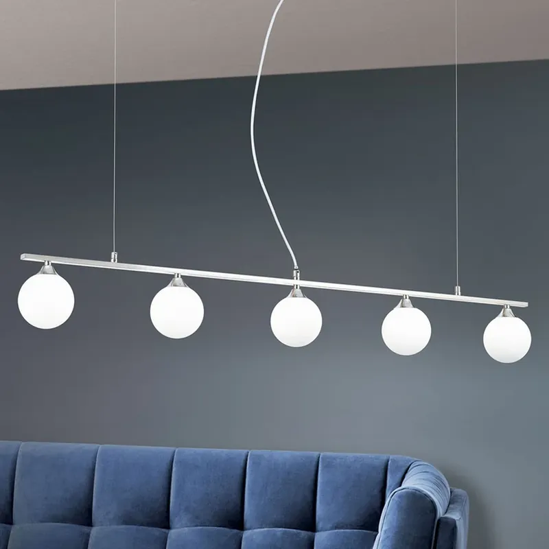 Actieprijs Hanglamp Snowwhite, 5-lamps, nikkel