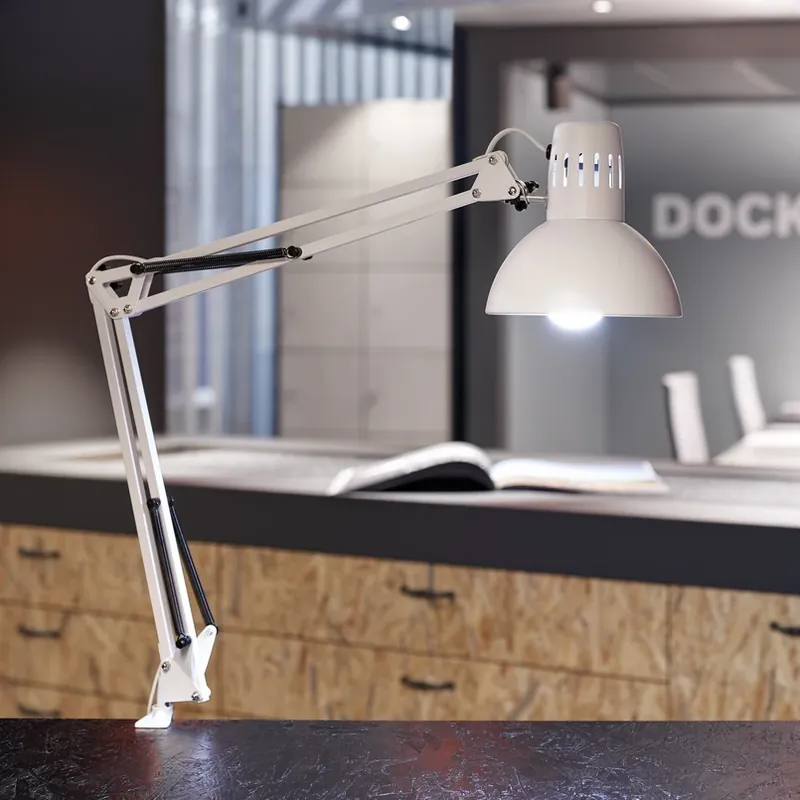 Beperkte Voorraad MAULstudie klemlamp, wit, hoogte 44 cm, metaal