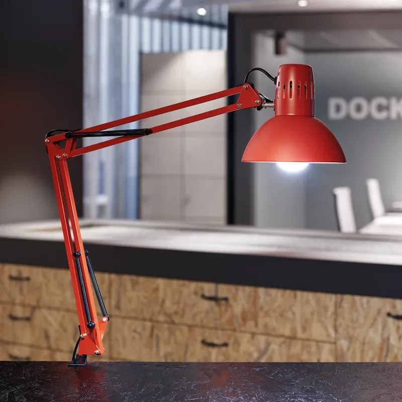 Populair MAULstudie klemlamp, rood, hoogte 44 cm, metaal