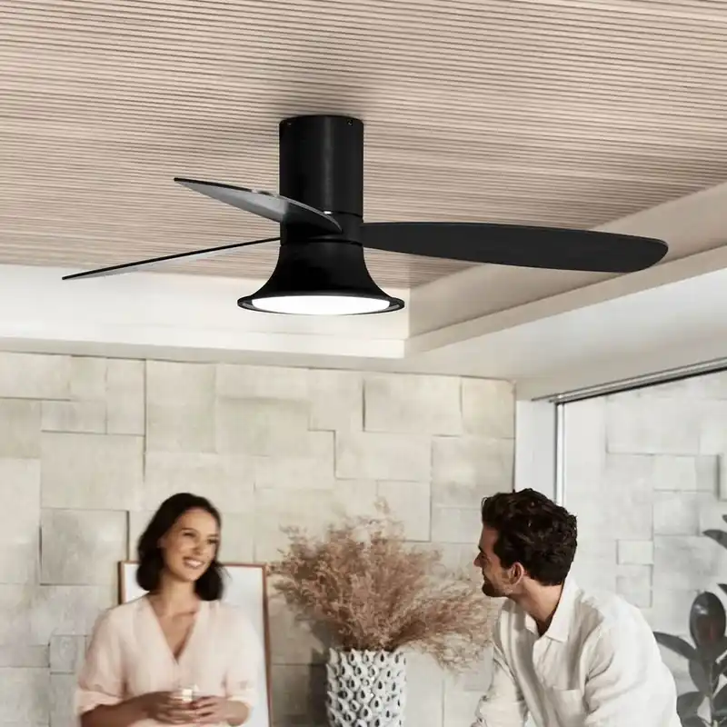 Plafondventilator met licht Flusso zwart 132cm stil Nu Kopen