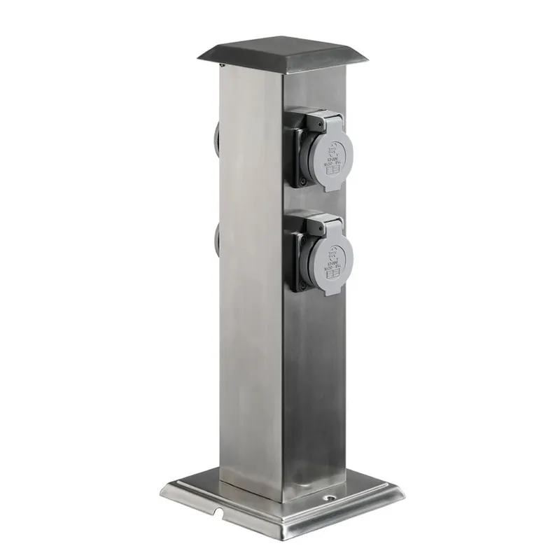 Energiesäule 400166 van roestvrij staal met 4 stopcontacten Exclusieve Aanbieding