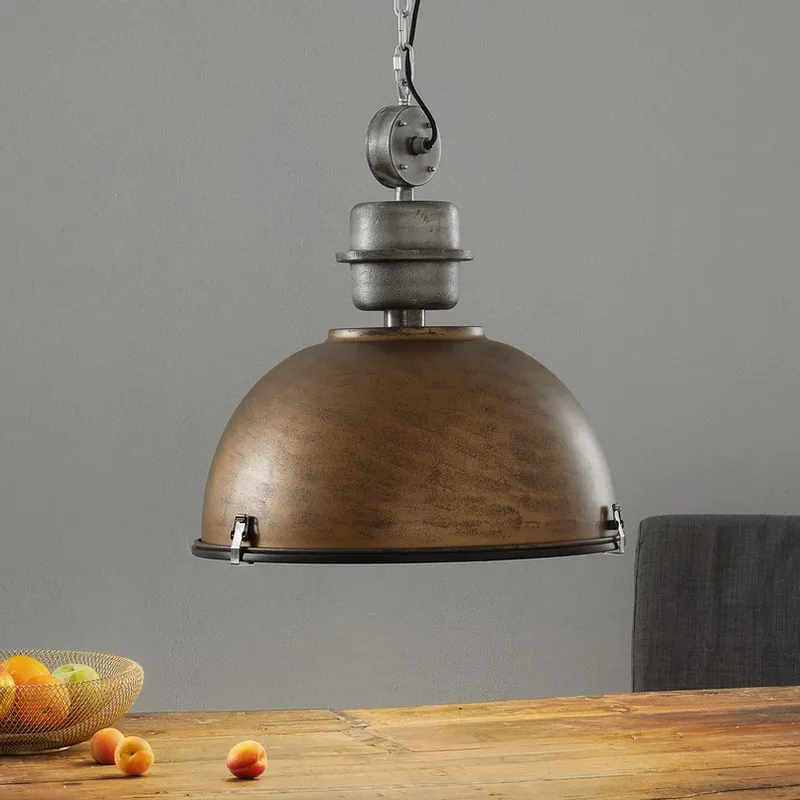Beperkt Aanbod Bruine hanglamp Bikkel XXL in industrieel ontwerp