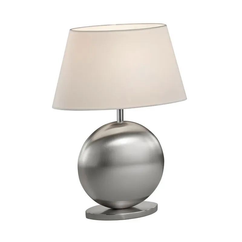 BANKAMP Asolo tafellamp, wit/nikkel, hoogte 41cm Op = Op