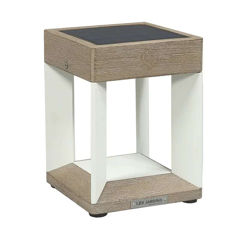 LED tafellamp solar Teckalu, wit/licht hout Gereduceerde Prijs