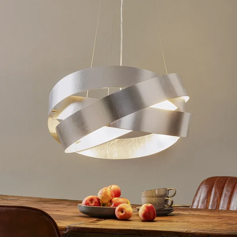 Pura hanglamp met bladzilver, 60cm, 3x E27 Merkproduct