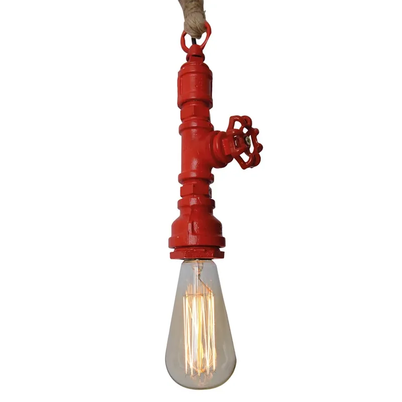 Hanglamp Vintage met hennepkabel - rood Alleen Vandaag