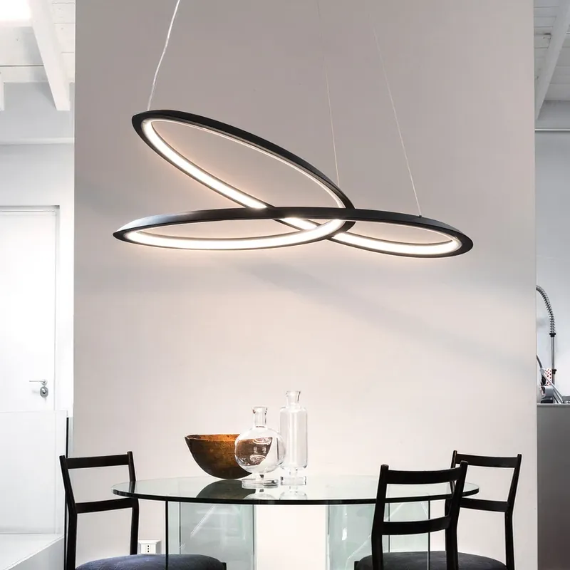 NEMO Kepler hanglamp 2.700K Down Ø84cm zwart Op = Op