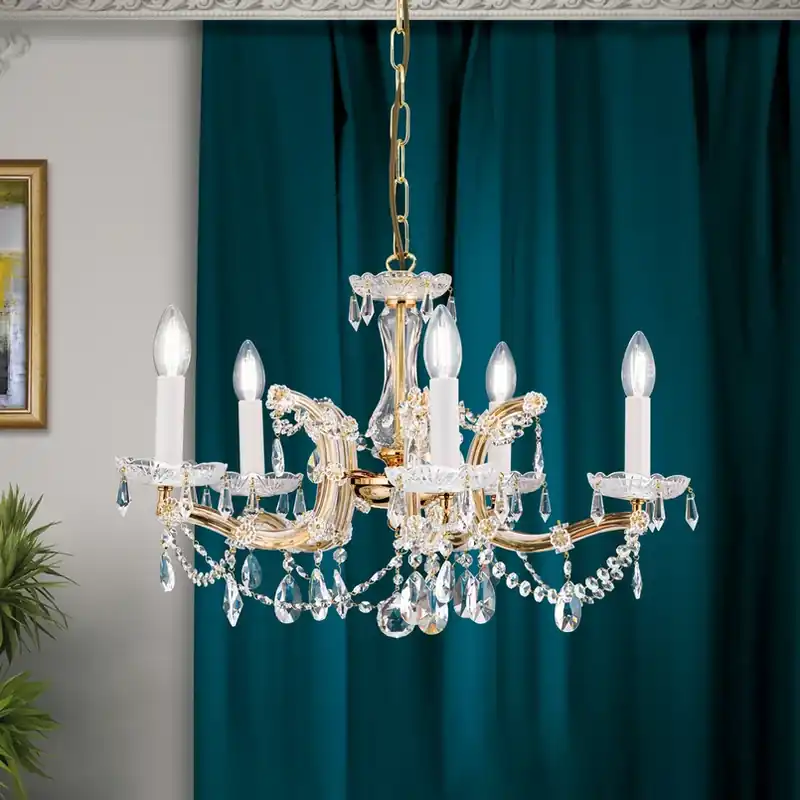 5-lichts kroonluchter TJURA, 60 cm Populair