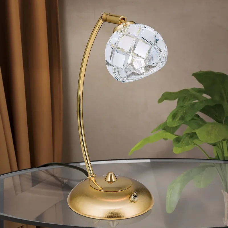 Aanbieding Loodkristal-tafellamp Maderno, goud