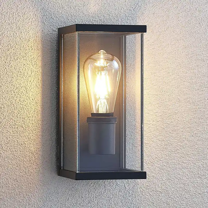 Buitenwandlamp Sasanne, hoekig, glas Gratis Retour