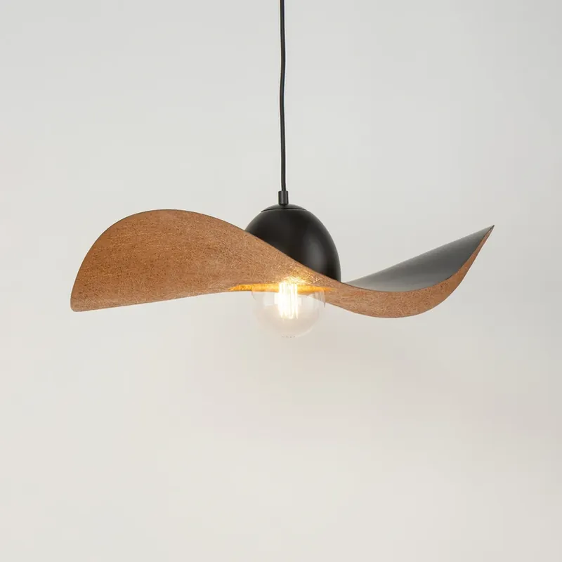 Hanglamp Jil, kap gebogen, zwart/koper Gecertificeerd