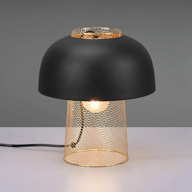 Lage Prijs Tafellamp Punch, zwart/goud, Ø 25 cm