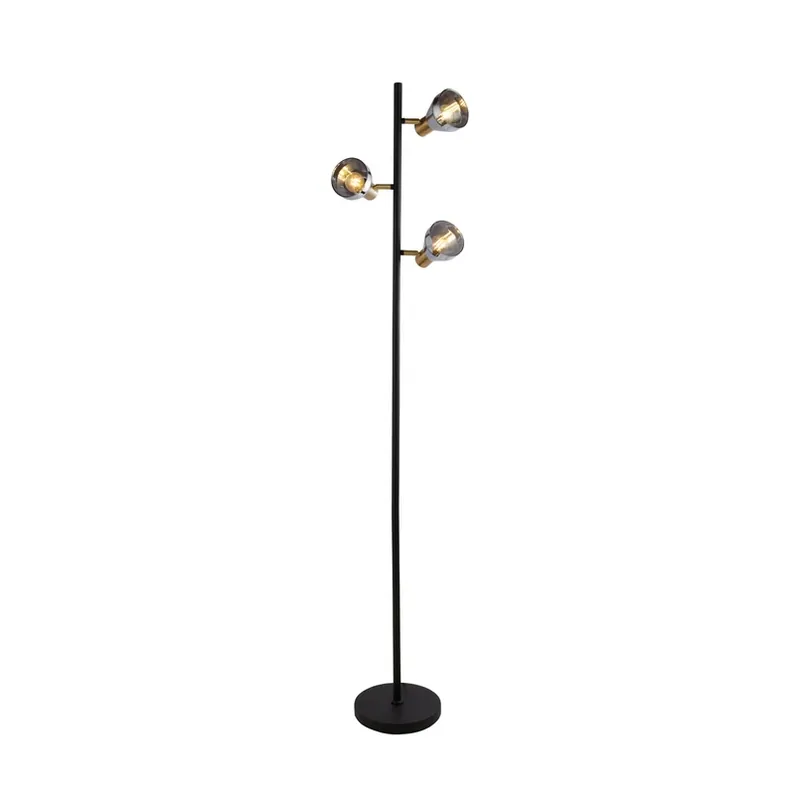 Voordeelprijs Classy 3-lamps vloerlamp, gerookt glas
