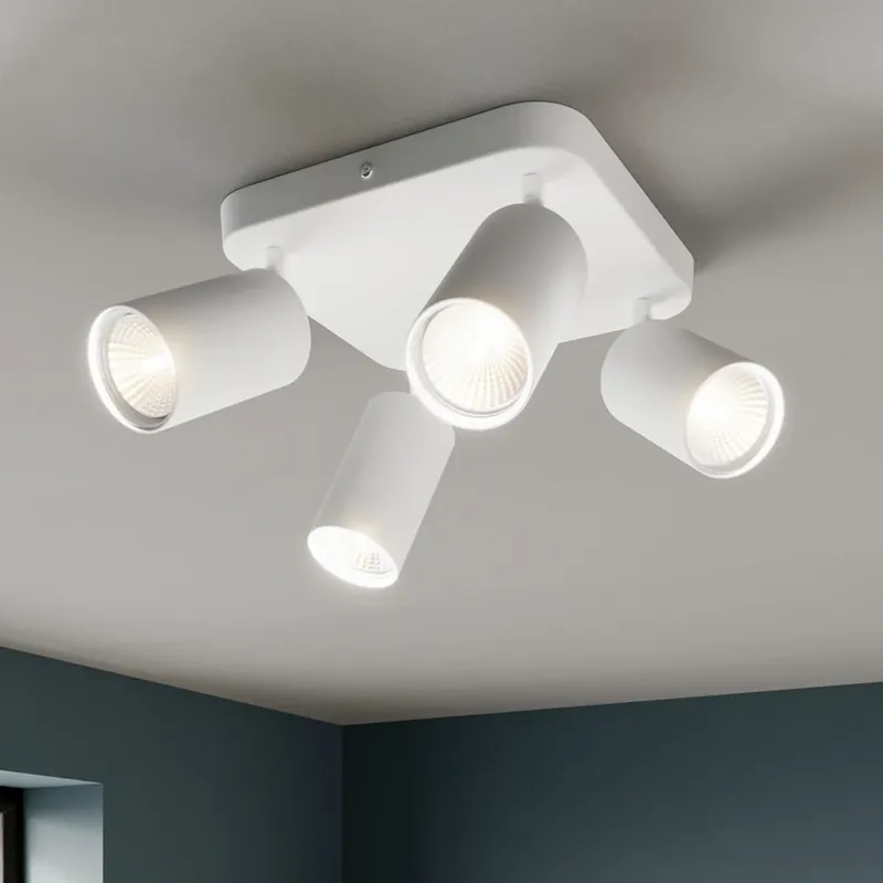 Hete Deal Plafondlamp Eye Spot 4-lamps vierkant, wit
