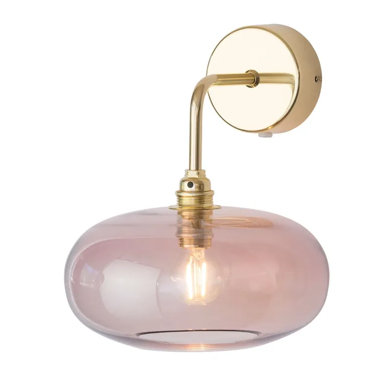 EBB & FLOW Horizon arm-wandlamp goud/roze Ø 21 cm Direct Beschikbaar
