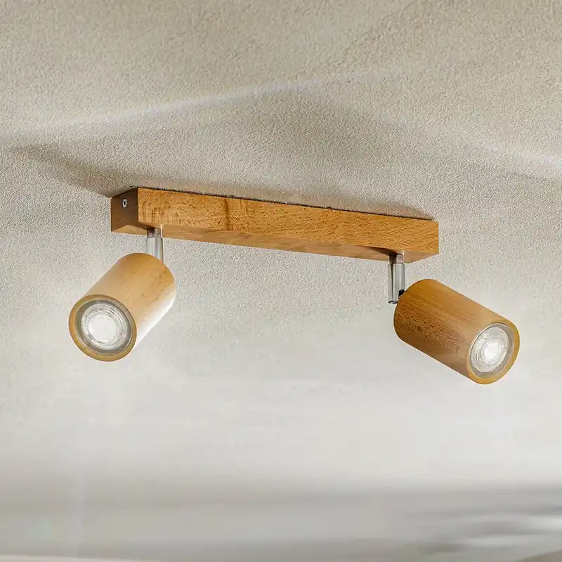 Voordeelprijs Plafondspot Cre van hout, 2-lamps