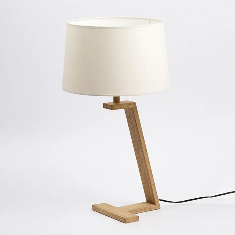 Lage Kosten Tafellamp Memphis LT van hout en stof, wit