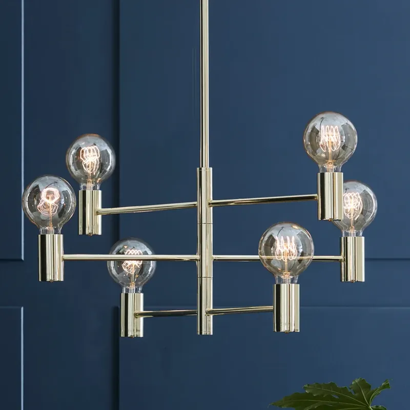 Hanglamp Capital, messing, 6-lamps Laatste Versie