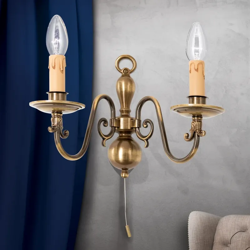 Aanbieding Wandlamp Imke 2lamps oudmessing donker gepatineerd