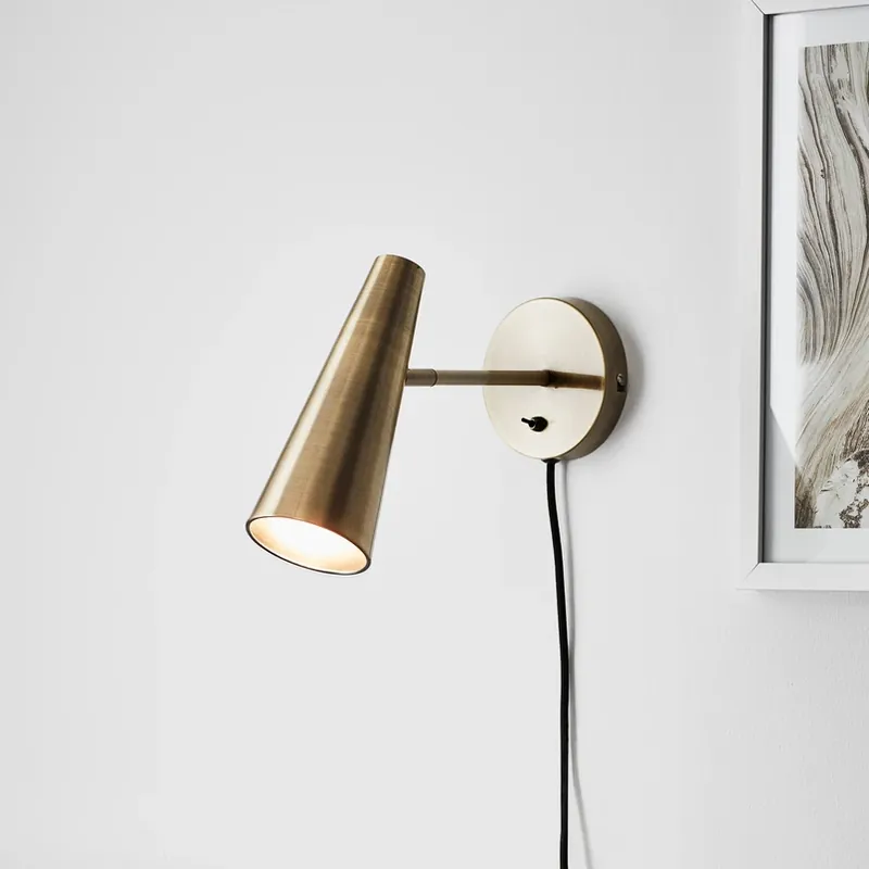 Wandspot Peak, 1-lamp, messing antiek Gecertificeerd