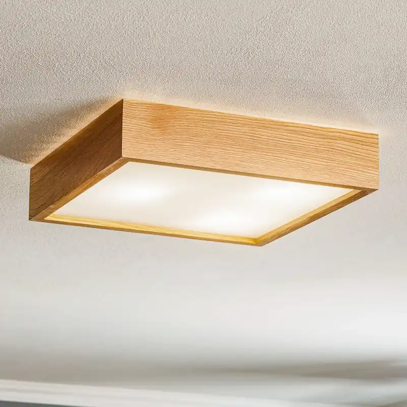 Bestel Nu Plafondlamp Quatro DR met houten frame, 38,5cm