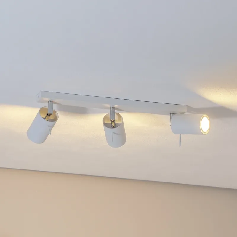 Goedkoop Plafondspot Round, wit, 3-lamps lineair