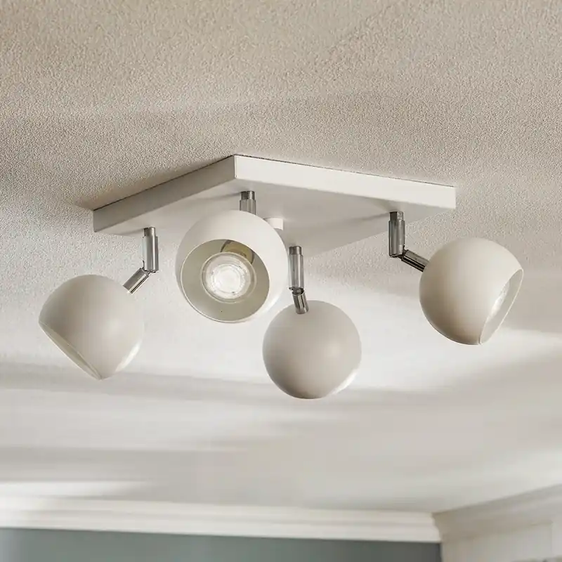 Plafondspot Flame, wit, 4-lamps vierkant Meest Verkocht