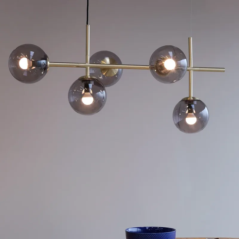 Voordeelprijs Dyberg Larsen Como hanglamp, 5-lamps, messing