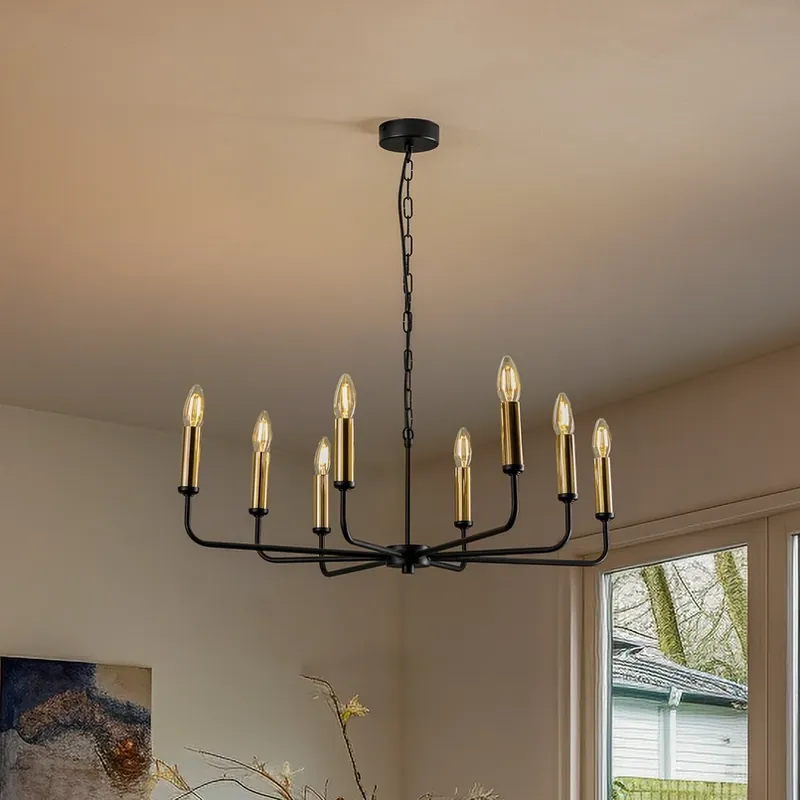 Fabrieksprijs Kroonluchter Ampli, zwart/goud, 8-lamps