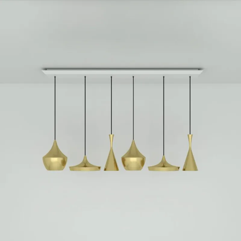 Beperkt Aanbod Tom Dixon Beat Range Linear hanglamp 6-lamps messing