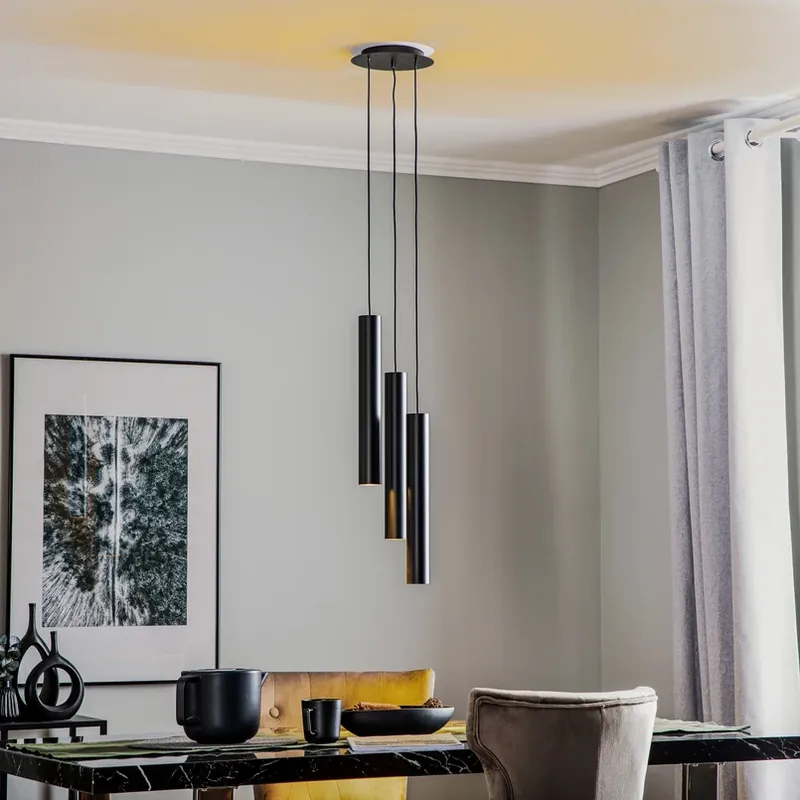 Hanglamp Eye L, zwart, 3-lamps Actieprijs