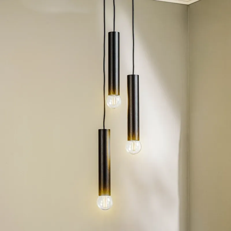 Hanglamp Baton, zwart, 3-lamps Express Levering