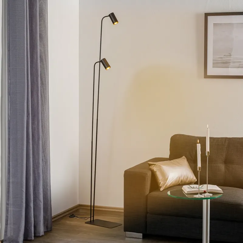 Beperkte Voorraad Vloerlamp Mono II, 2-lamps, zwart