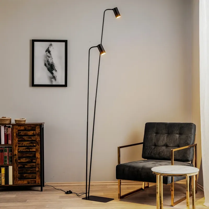 Favoriet Vloerlamp Mono II, 2-lamps, zwart/goud
