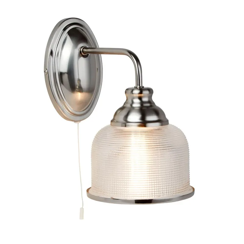 Wandlamp Bistro II zilver/ribbelglas Fabrieksprijs
