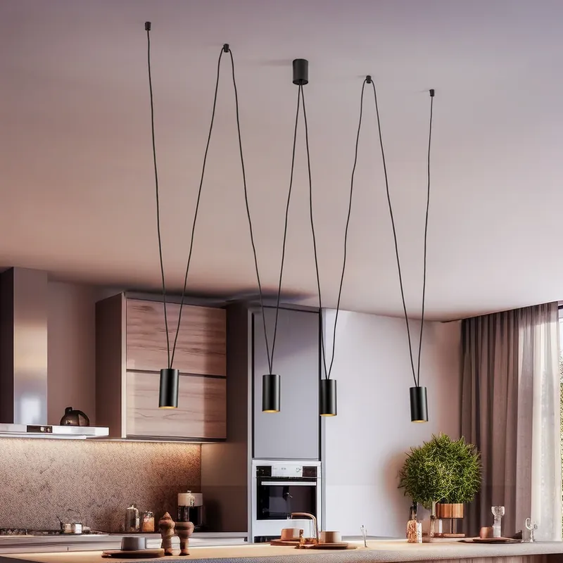 Beste Prijs Hanglamp More Eye, 4-lamps, zwart