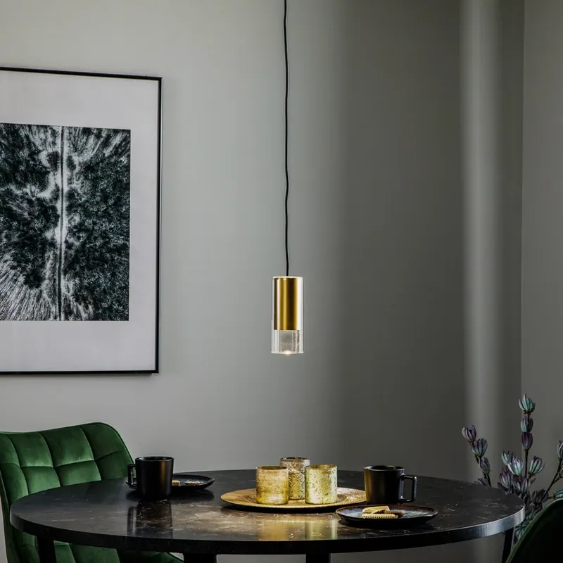 Hanglamp Cylinder, helder/messing, hoogte 15 cm Gratis Retour