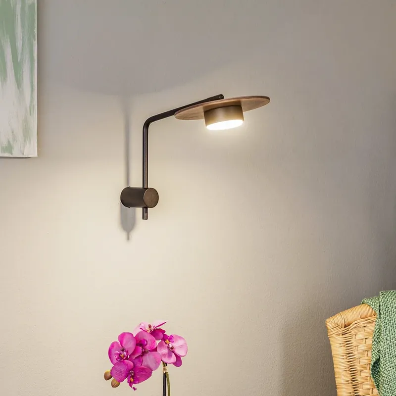 Favoriet Wandlamp Disk met houten element