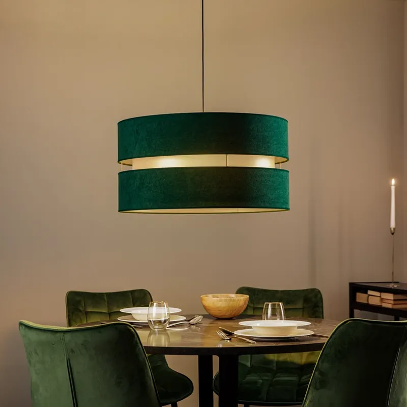 Actieprijs Hanglamp Duo, groen/goud, Ø 60 cm, 1-lichts