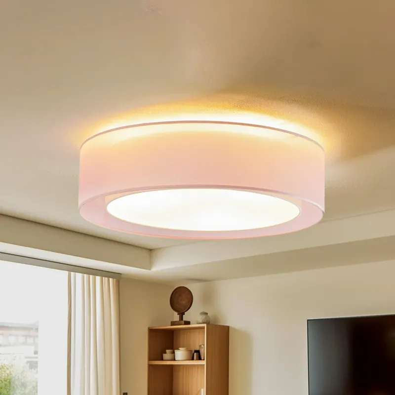 Direct Verzonden Euluna Tibu plafondlamp, textiel, Ø50cm, roze