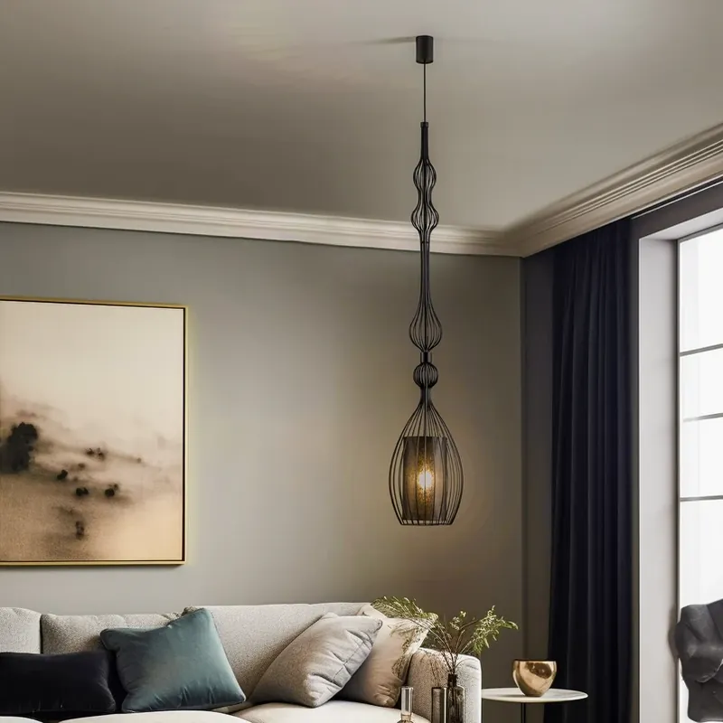 Hanglamp Abi L in lange vorm, zwart Nu Kopen