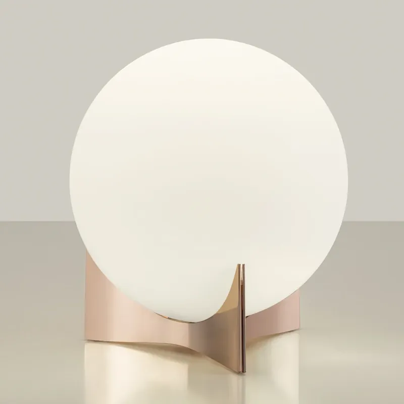 Terzani tafellamp Oscar, roségoud, Ø 20 cm, opaalglas Hete Deal