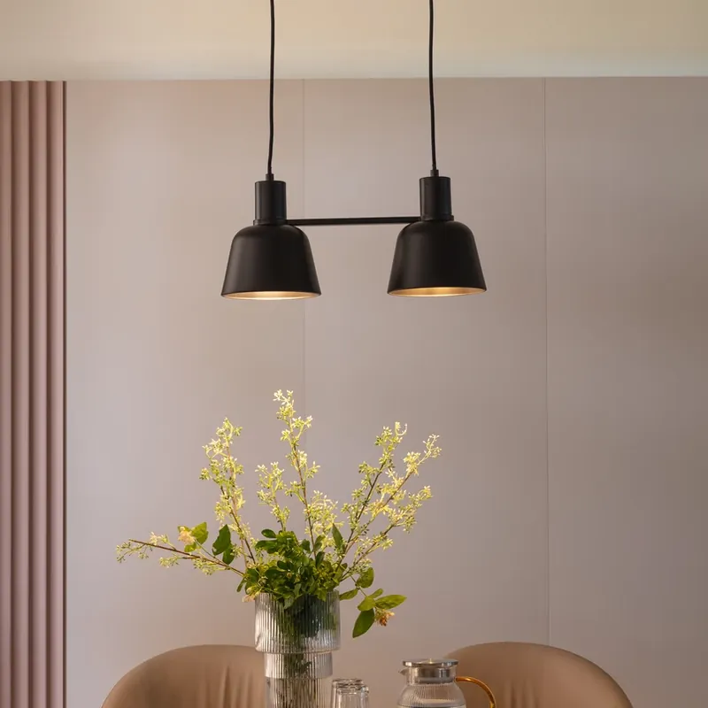 Lucande Servan hanglamp, zwart, 2-lamps Favoriet